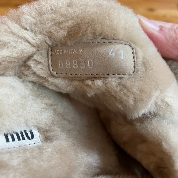 EUC Miu Miu Fur Shearling Crisscross Platform Slides - Picture 5 of 5